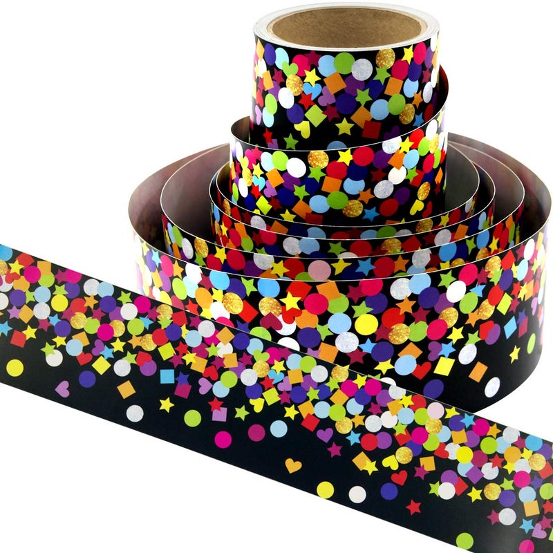 Ceiba Tree Colorful Confetti Bulletin Board Borders Colorful Dot Straight Trim Poster Border for Chalkboard Whiteboard School Classroom Office Decoration 36 Feet - Image 1